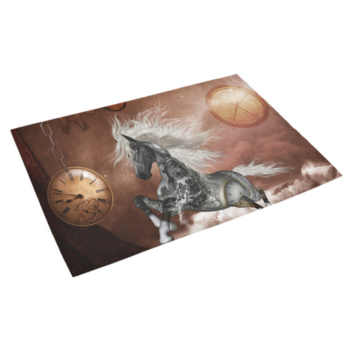 Amazing steampunk horse, silver Azalea Doormat 30" x 18" (Sponge Material)
