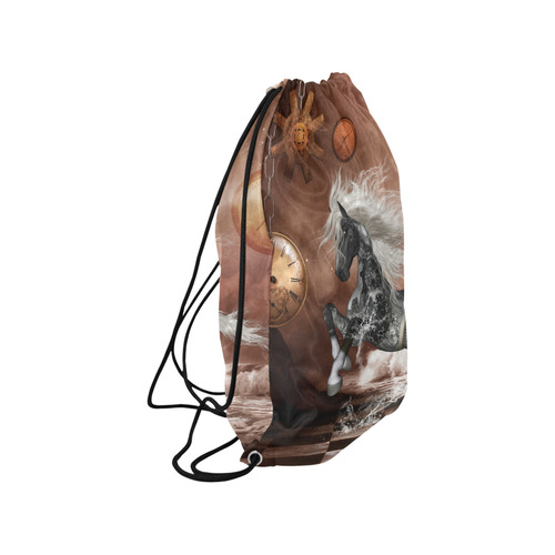 Amazing steampunk horse, silver Medium Drawstring Bag Model 1604 (Twin Sides) 13.8"(W) * 18.1"(H)