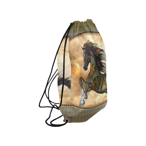 Aweseome steampunk horse, golden Medium Drawstring Bag Model 1604 (Twin Sides) 13.8"(W) * 18.1"(H)