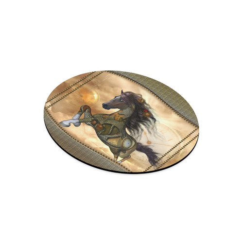 Aweseome steampunk horse, golden Round Mousepad