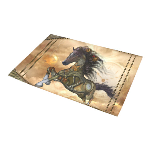 Aweseome steampunk horse, golden Azalea Doormat 24" x 16" (Sponge Material)