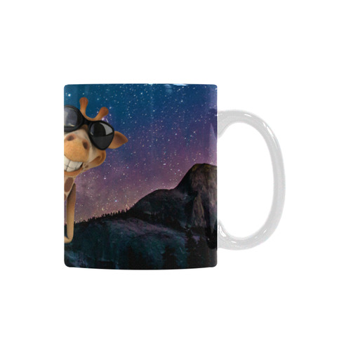 Aurora Star Night Sky Space Blue Mountain Giraffe White Mug(11OZ)