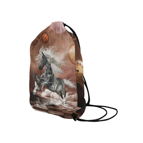 Amazing steampunk horse, silver Medium Drawstring Bag Model 1604 (Twin Sides) 13.8"(W) * 18.1"(H)