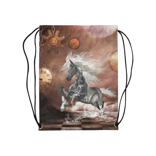 Amazing steampunk horse, silver Medium Drawstring Bag Model 1604 (Twin Sides) 13.8"(W) * 18.1"(H)