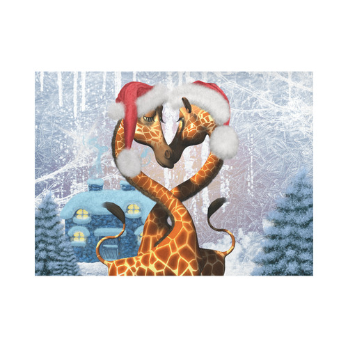 Christmas, funny giraffe Placemat 14’’ x 19’’ (Two Pieces)