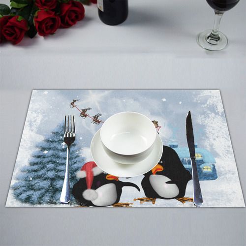 Christmas, funny, cute penguin Placemat 14’’ x 19’’ (Set of 4)