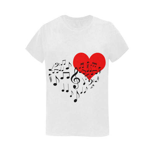 Singing Heart Red Song Black Music Love Romantic Women's T-Shirt in USA Size (Two Sides Printing)