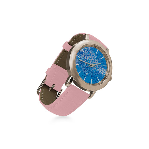 Blue Toy Balloons Flight Air Sky Atmosphere Time Women's Rose Gold Leather Strap Watch(Model 201)