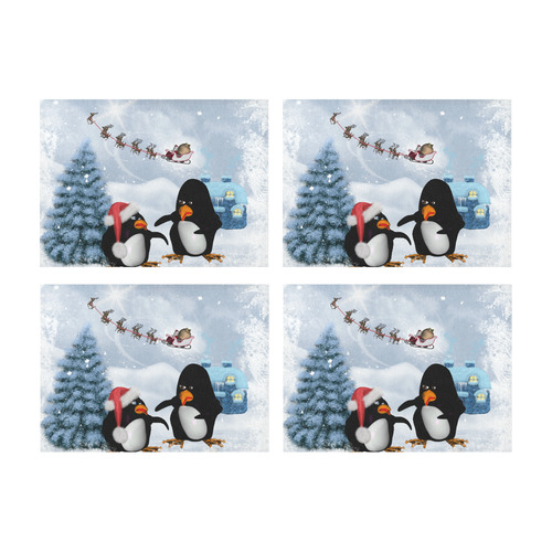 Christmas, funny, cute penguin Placemat 14’’ x 19’’ (Set of 4)
