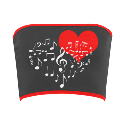 Singing Heart Red Note Music Love Romantic White Bandeau Top