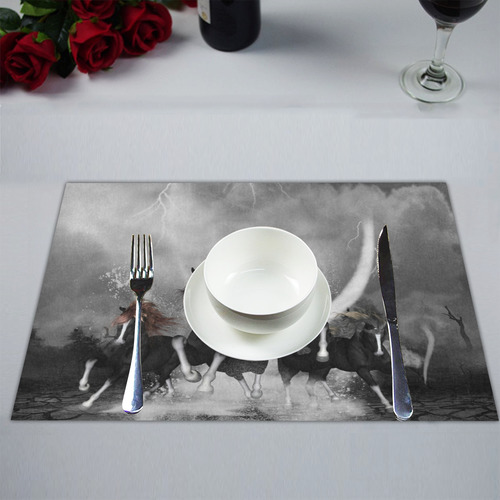 Awesome running black horses Placemat 14’’ x 19’’ (Two Pieces)