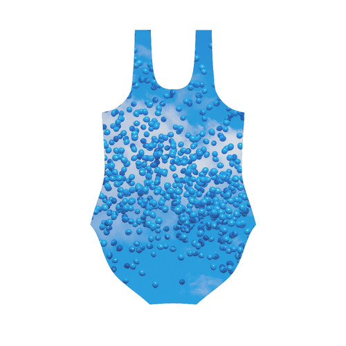 Blue Toy Balloons Flight Air Sky Atmosphere Cool Vest One Piece Swimsuit (Model S04)