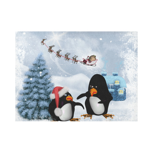 Christmas, funny, cute penguin Placemat 14’’ x 19’’ (Set of 2)