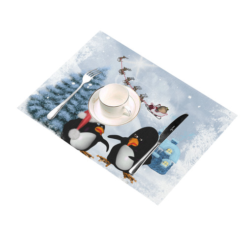 Christmas, funny, cute penguin Placemat 14’’ x 19’’ (Set of 2)