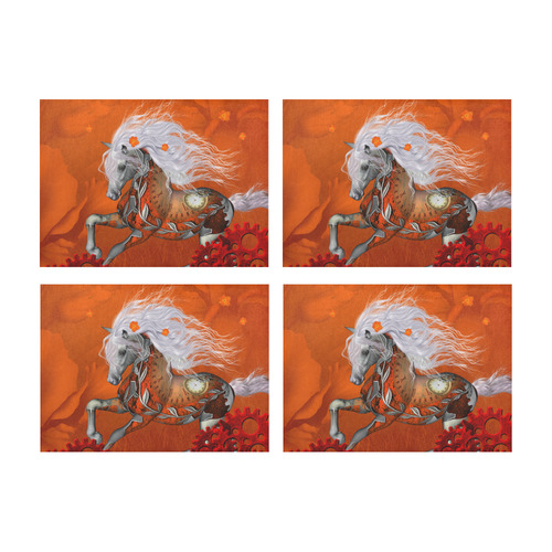 Wonderful steampunk horse, red white Placemat 14’’ x 19’’ (Set of 4)