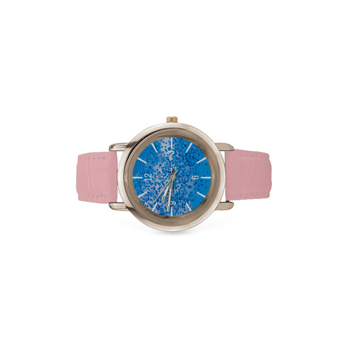 Blue Toy Balloons Flight Air Sky Atmosphere Time Women's Rose Gold Leather Strap Watch(Model 201)