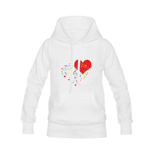 Singing Heart Red Song Color Music Love Romantic Women's Classic Hoodies (Model H07)