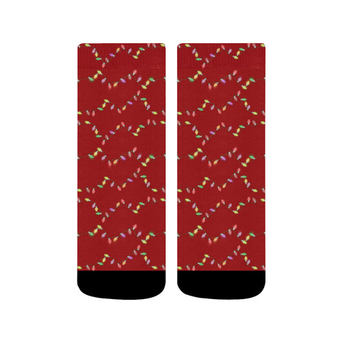 Festive Christmas Lights  on Red Quarter Socks