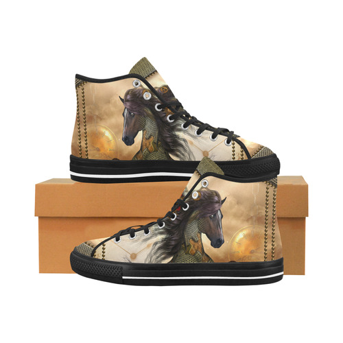 Aweseome steampunk horse, golden Vancouver H Women's Canvas Shoes (1013-1)