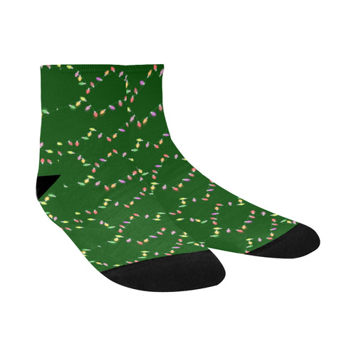 Festive Christmas Lights on Green Quarter Socks