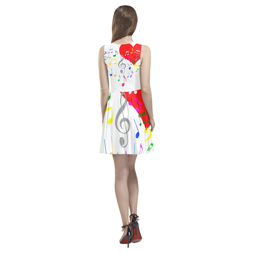 Singing Heart Red Song Color Music Love Romantic Thea Sleeveless Skater Dress(Model D19)