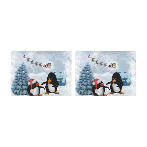 Christmas, funny, cute penguin Placemat 14’’ x 19’’ (Set of 2)