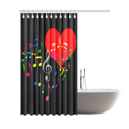 Singing Heart Red Song Color Music Love Romantic Shower Curtain 72"x84"