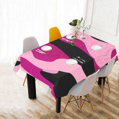pink cand black camo abstract Cotton Linen Tablecloth 60" x 90"