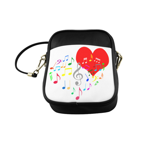 Singing Heart Red Song Color Music Love Romantic Sling Bag (Model 1627)