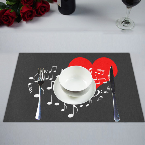 Singing Heart Red Note Music Love Romantic White Placemat 14’’ x 19’’ (Set of 4)