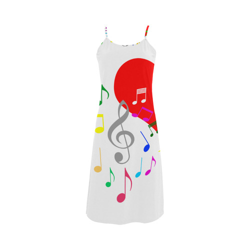 Singing Heart Red Song Color Music Love Romantic Alcestis Slip Dress (Model D05)