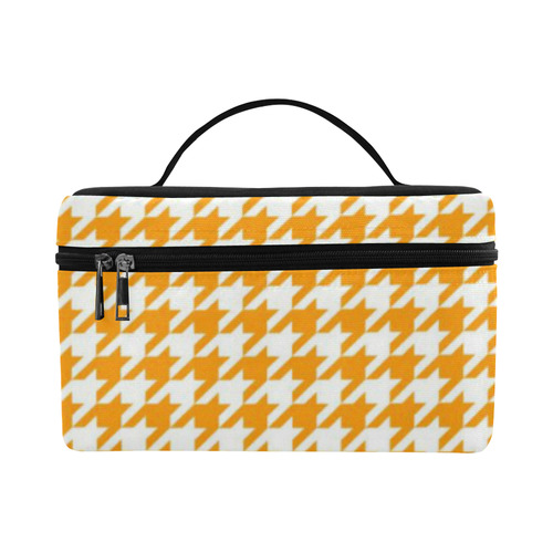 Friendly Houndstooth Pattern, orange by FeelGood Cosmetic Bag/Large (Model 1658)