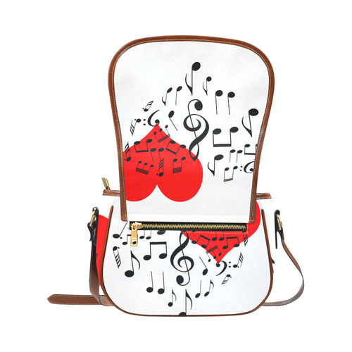 Singing Heart Red Song Black Music Love Romantic Saddle Bag/Large (Model 1649)