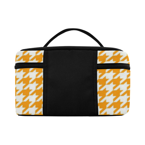 Friendly Houndstooth Pattern, orange by FeelGood Cosmetic Bag/Large (Model 1658)