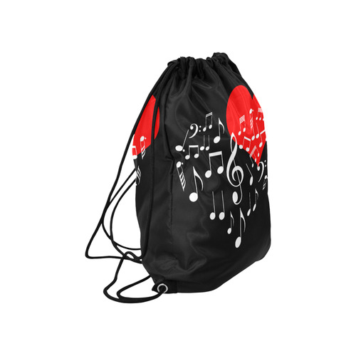 Singing Heart Red Note Music Love Romantic White Large Drawstring Bag Model 1604 (Twin Sides)  16.5"(W) * 19.3"(H)