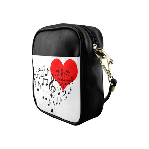 Singing Heart Red Song Black Music Love Romantic Sling Bag (Model 1627)