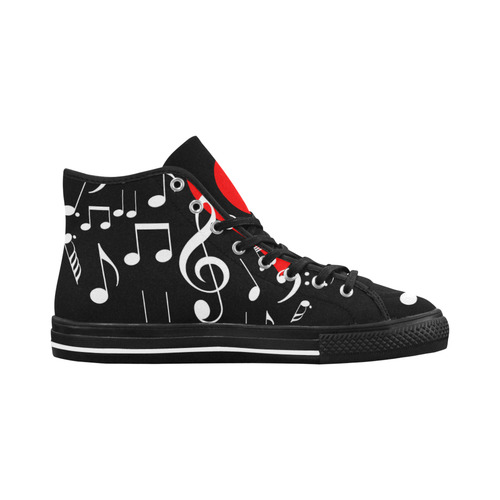 Singing Heart Red Note Music Love Romantic White Vancouver H Men's Canvas Shoes (1013-1)