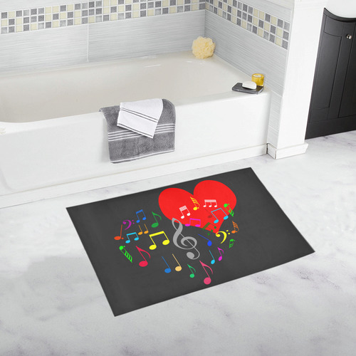 Singing Heart Red Song Color Music Love Romantic Bath Rug 20''x 32''