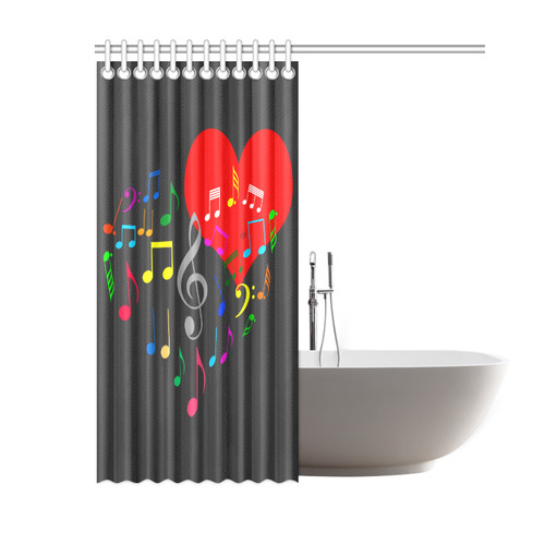 Singing Heart Red Song Color Music Love Romantic Shower Curtain 60"x72"