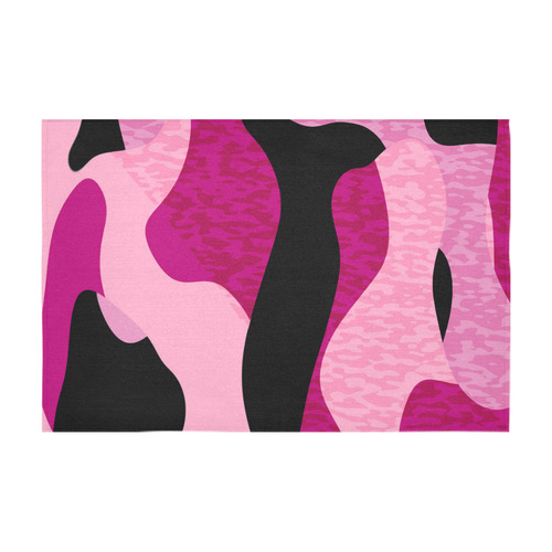 pink cand black camo abstract Cotton Linen Tablecloth 60" x 90"