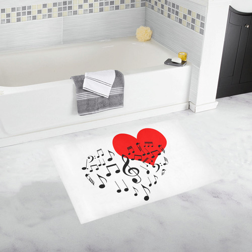 Singing Heart Red Song Black Music Love Romantic Bath Rug 20''x 32''