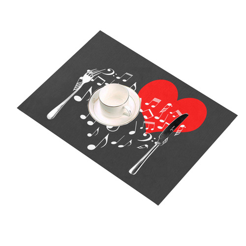 Singing Heart Red Note Music Love Romantic White Placemat 14’’ x 19’’ (Set of 4)