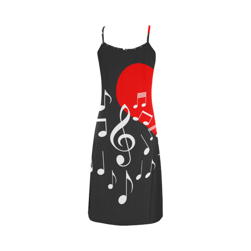 Singing Heart Red Note Music Love Romantic White Alcestis Slip Dress (Model D05)