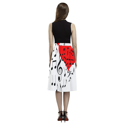 Singing Heart Red Song Black Music Love Romantic Aoede Crepe Skirt (Model D16)