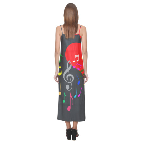 Singing Heart Red Song Color Music Love Romantic V-Neck Open Fork Long Dress(Model D18)