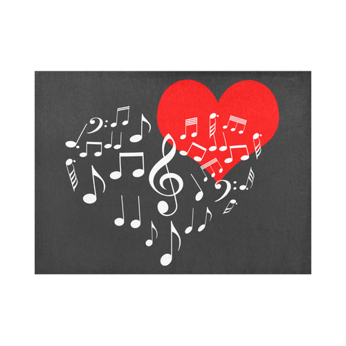 Singing Heart Red Note Music Love Romantic White Placemat 14’’ x 19’’ (Set of 2)