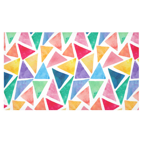 Colorful Watercolor Triangles Geometric Pattern Cotton Linen Tablecloth 60"x 104"