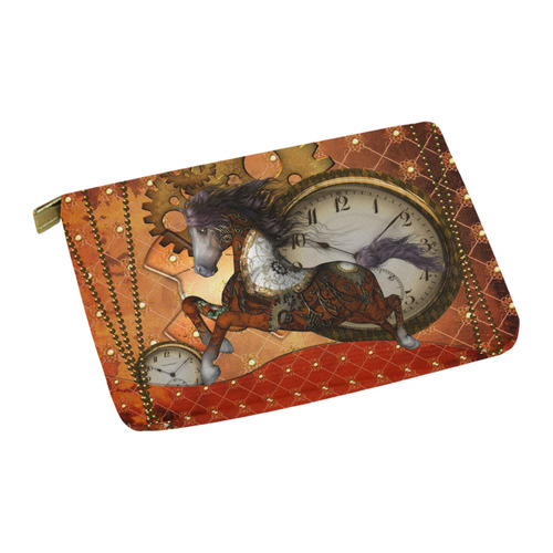 Steampunk, awesome steampunk horse Carry-All Pouch 12.5''x8.5''