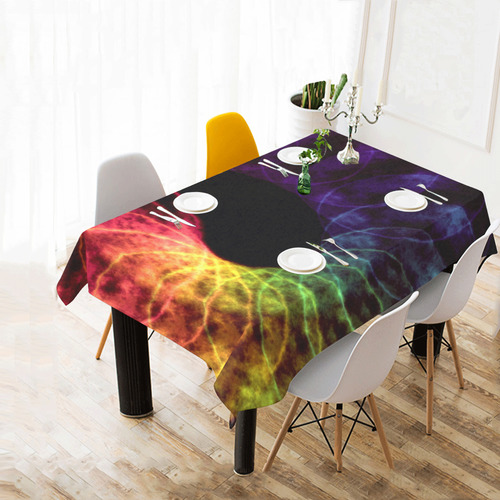 Tainbow Spiral abstract Cotton Linen Tablecloth 60" x 90"