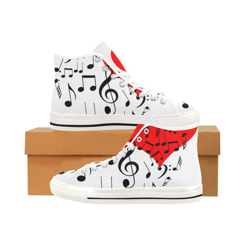 Singing Heart Red Song Black Music Love Romantic Vancouver H Men's Canvas Shoes (1013-1)